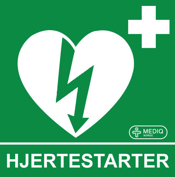 Hjertestarter skilt plast etterlysende 15x15cm